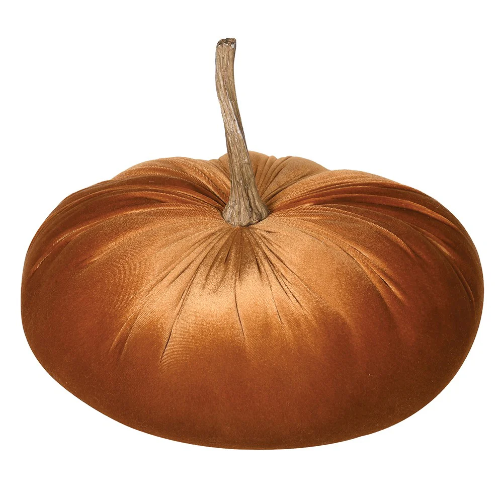 Medium Decorative Velvet Pumpkin in Light Orange - Excess Stock