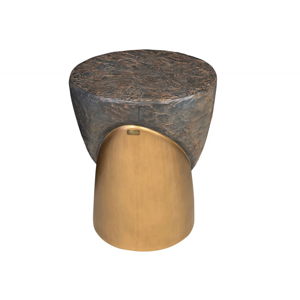 Mellin Stool in Brown Slate and Brushed Brass Effect - Image 2