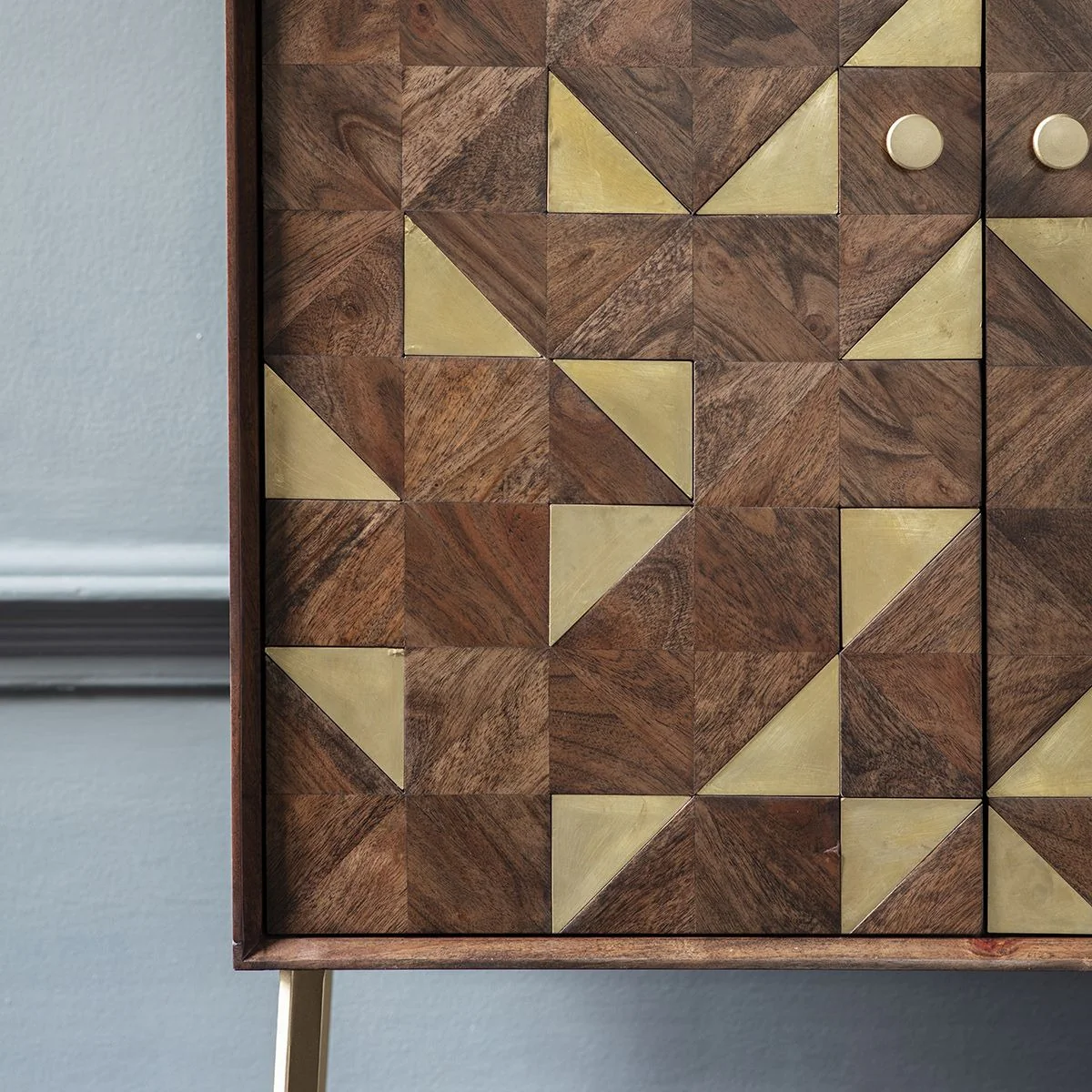 Monaco Brass Marquetry Bar Cabinet - Image 6