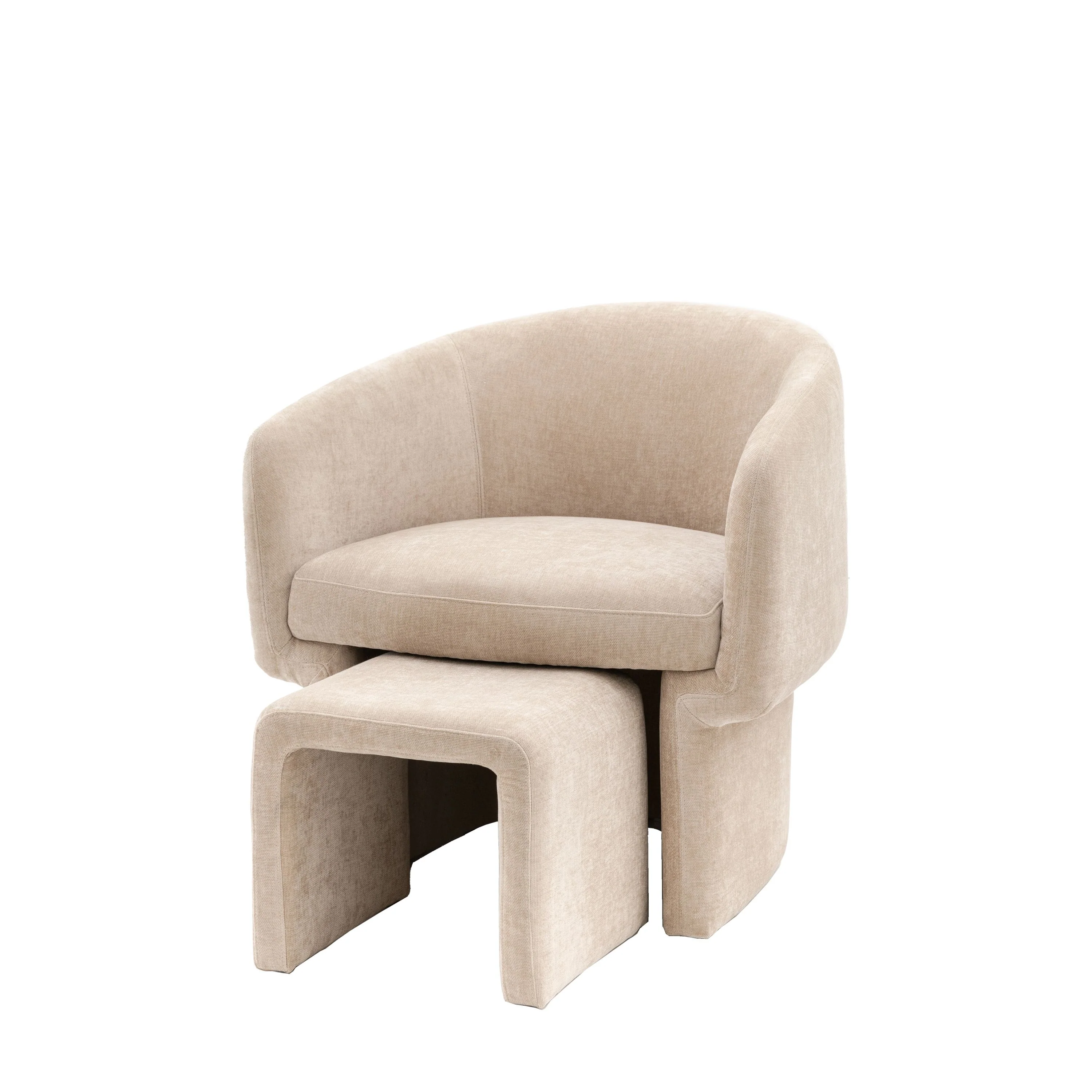 Myron Armchair with Stool – Cream - Image 6