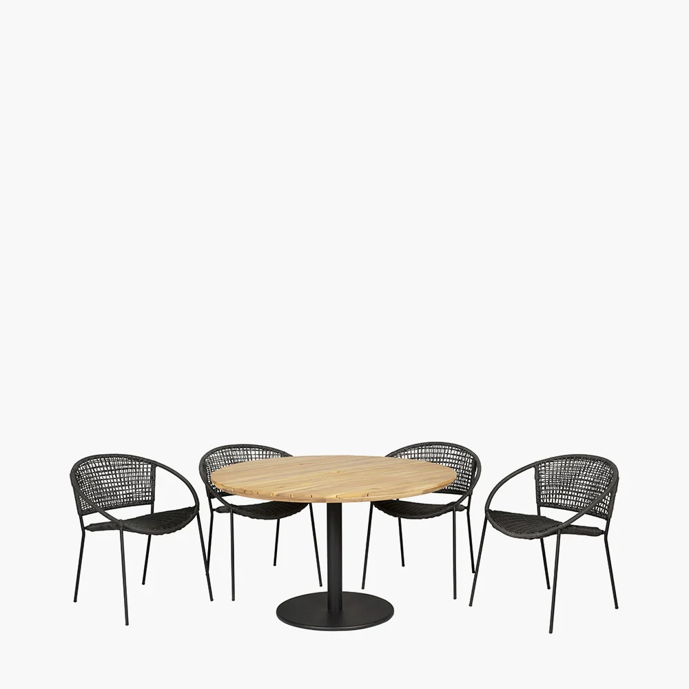Pacific Lifestyle Dakota 4 Seater Outdoor Dining Set – Black - Image 4