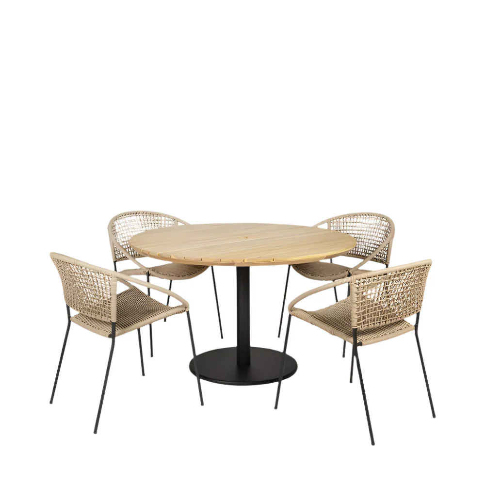 Pacific Lifestyle Dakota 4 Seater Outdoor Dining Set – Natural Wheat