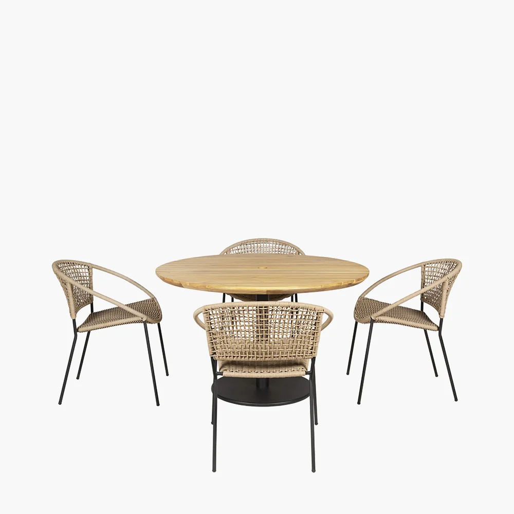 Pacific Lifestyle Dakota 4 Seater Outdoor Dining Set – Natural Wheat - Image 4