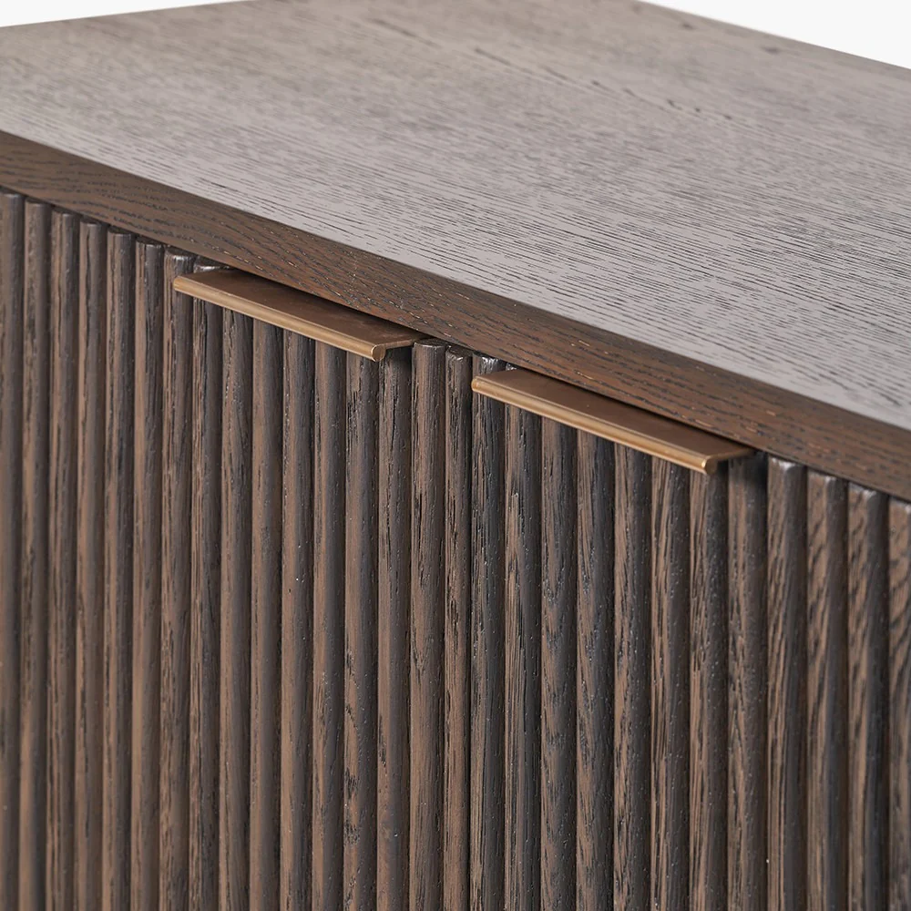 Pacific Lifestyle Raie Bar Cabinet - Dark Brown Ribbed Oak & Pine Wood - Image 10
