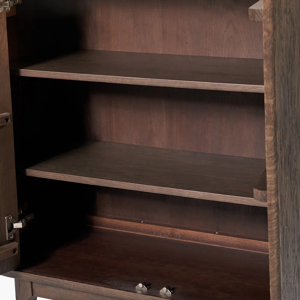 Pacific Lifestyle Raie Bar Cabinet - Dark Brown Ribbed Oak & Pine Wood - Image 7