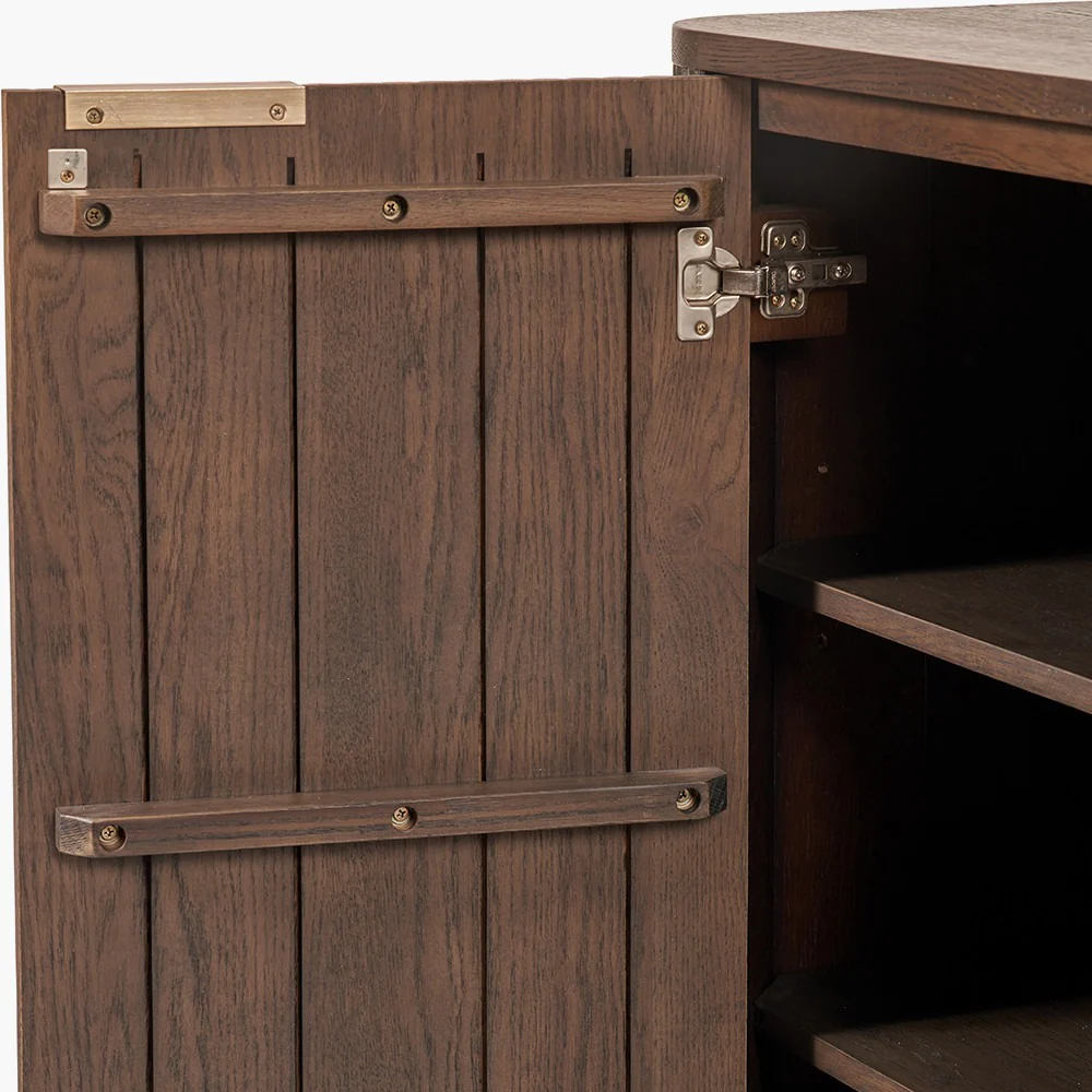 Pacific Lifestyle Raie Bar Cabinet - Dark Brown Ribbed Oak & Pine Wood - Image 8