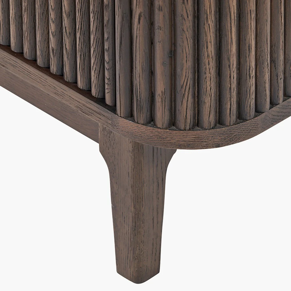 Pacific Lifestyle Raie Bar Cabinet - Dark Brown Ribbed Oak & Pine Wood - Image 9
