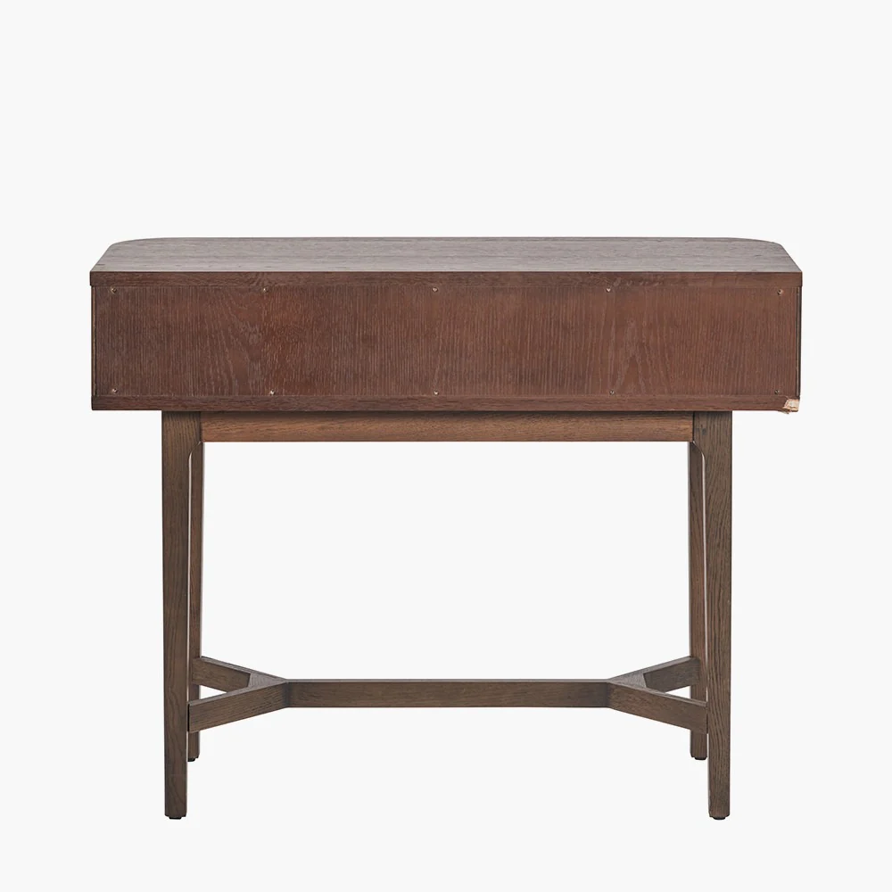 Pacific Lifestyle Raie Console Table – Dark Brown Ribbed Oak & Pine Wood - Image 6
