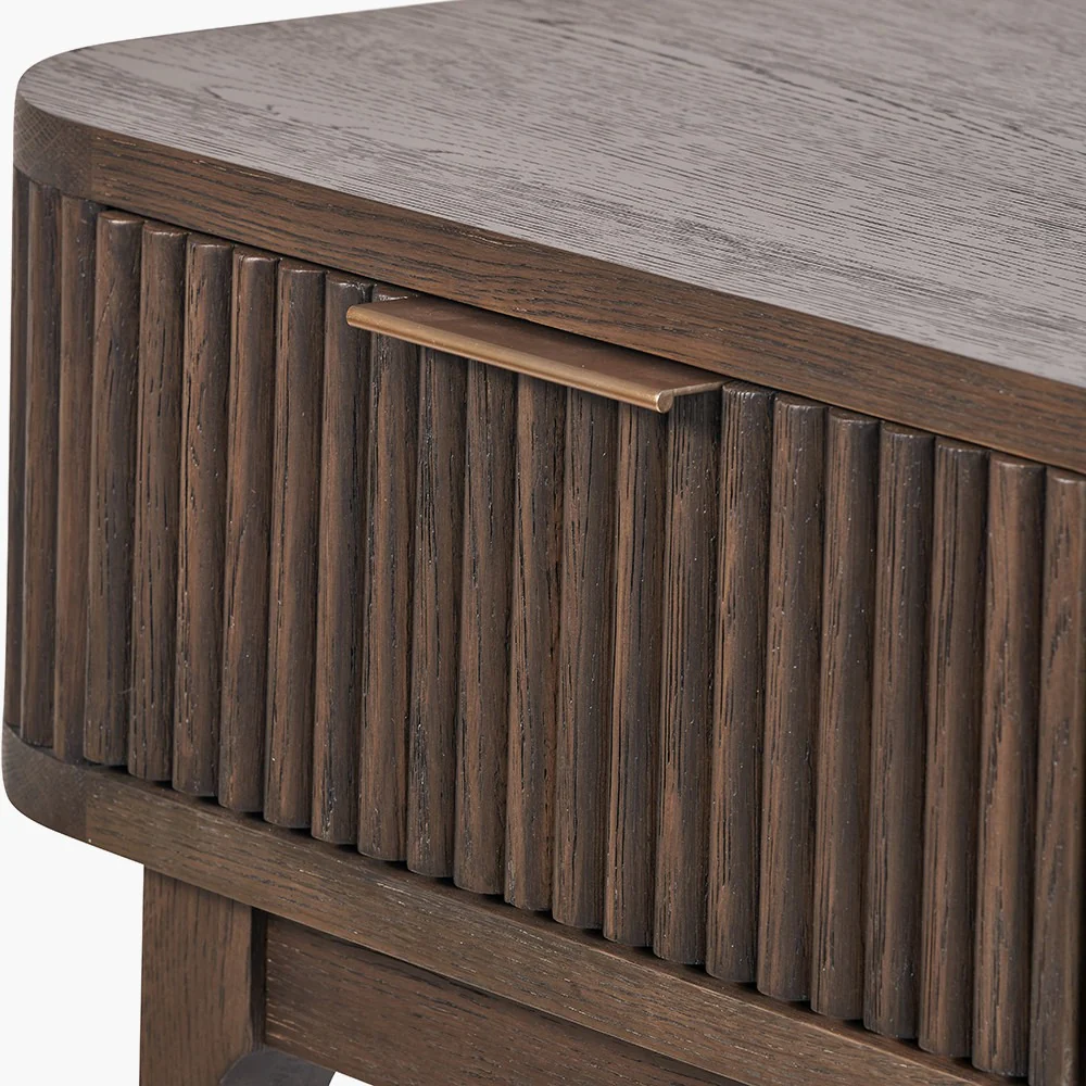 Pacific Lifestyle Raie Console Table – Dark Brown Ribbed Oak & Pine Wood - Image 7