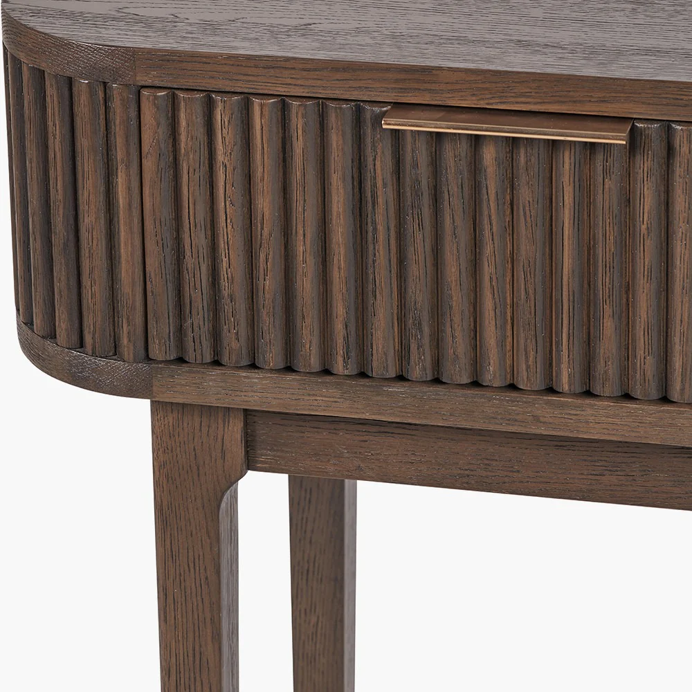 Pacific Lifestyle Raie Console Table – Dark Brown Ribbed Oak & Pine Wood - Image 9