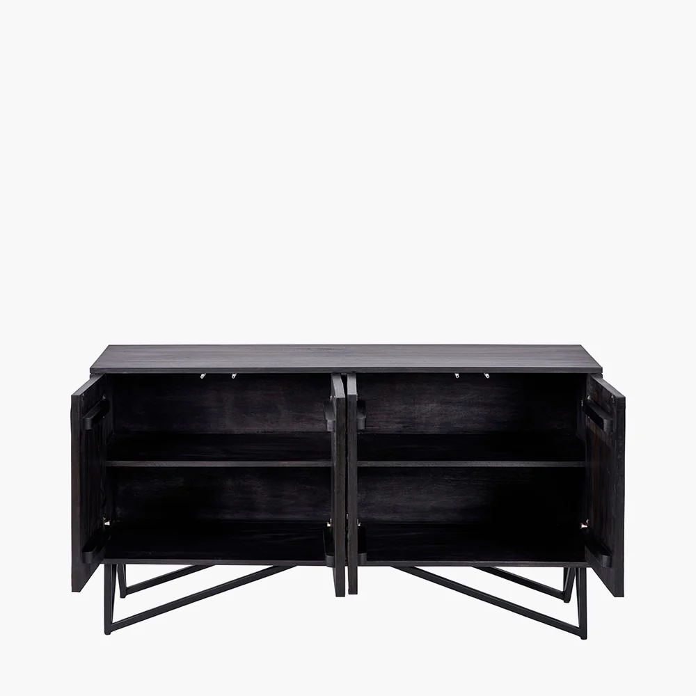 Pacific Lifestyle Verde 4 Door Sideboard – Black Mango Wood and Stone Veneer - Image 10