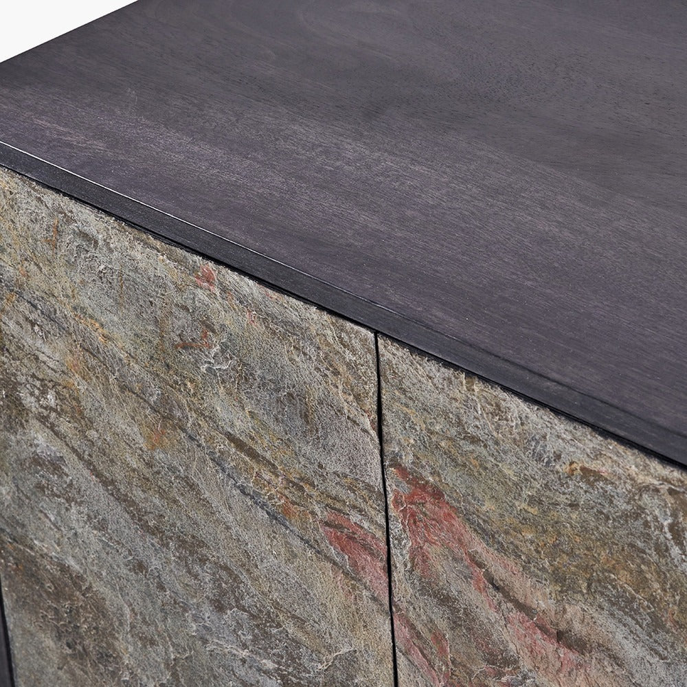Pacific Lifestyle Verde 4 Door Sideboard – Black Mango Wood and Stone Veneer - Image 11
