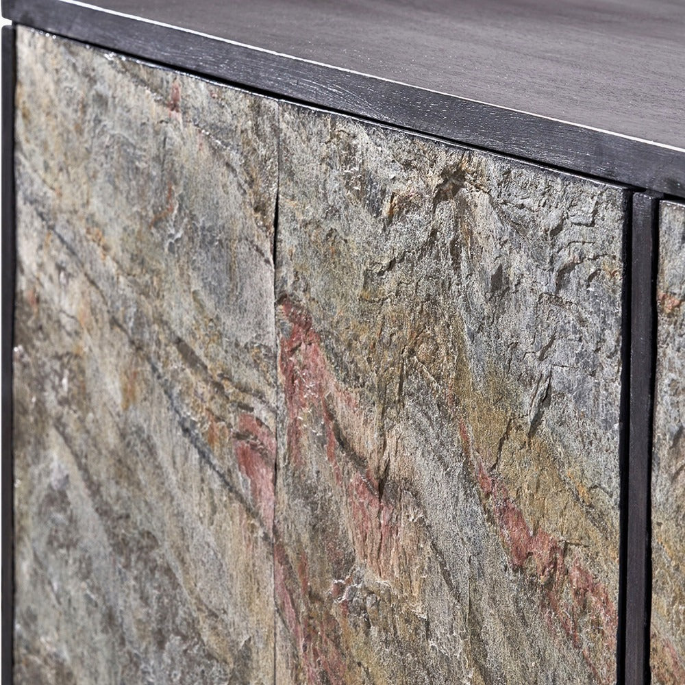 Pacific Lifestyle Verde 4 Door Sideboard – Black Mango Wood and Stone Veneer - Image 12