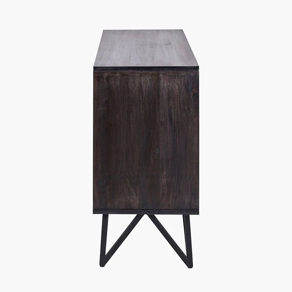 Pacific Lifestyle Verde 4 Door Sideboard – Black Mango Wood and Stone Veneer - Image 3