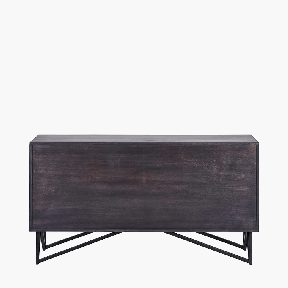 Pacific Lifestyle Verde 4 Door Sideboard – Black Mango Wood and Stone Veneer - Image 4