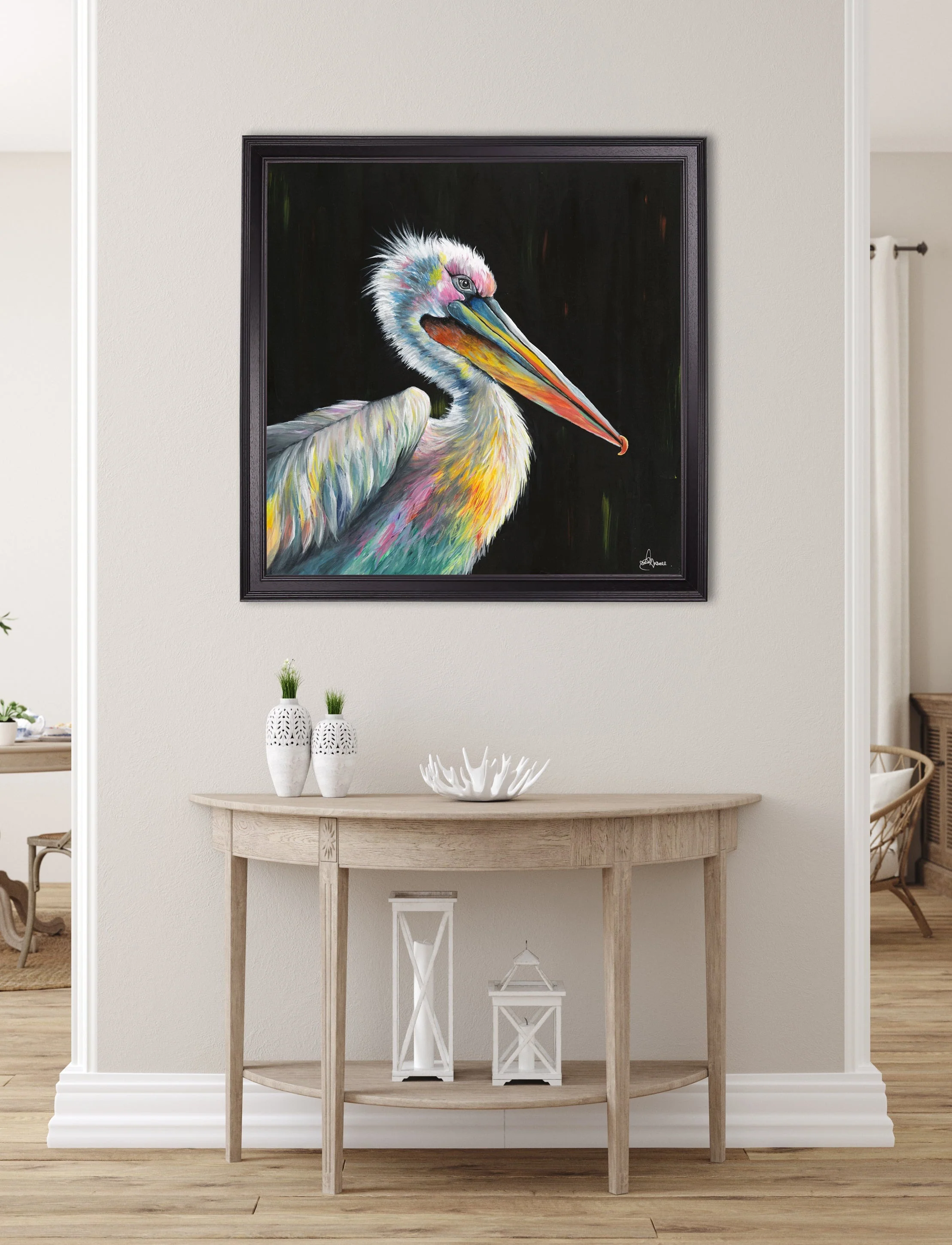 Pelican Print 'Pierre' by Amy Ansell - Black Square Frame - Image 2