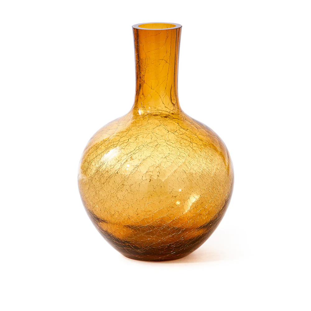 Pols Potten Crackled Ball Body Vase in Amber Glass – Large - Image 4
