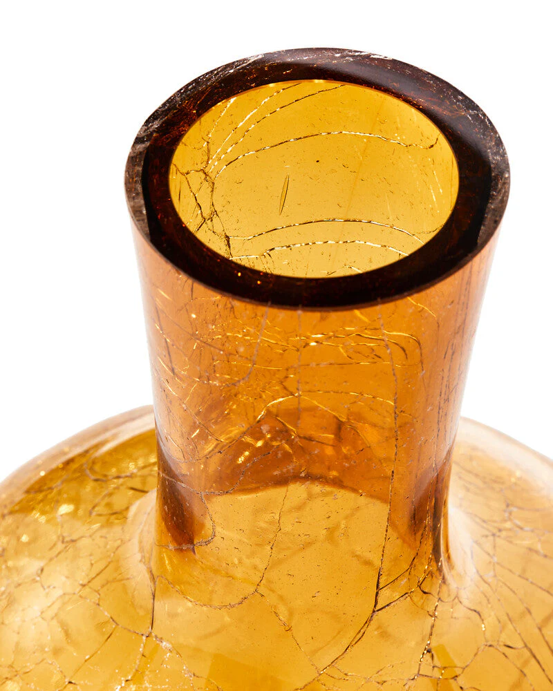 Pols Potten Crackled Ball Body Vase in Amber Glass – Large – Excess Stock - Image 2