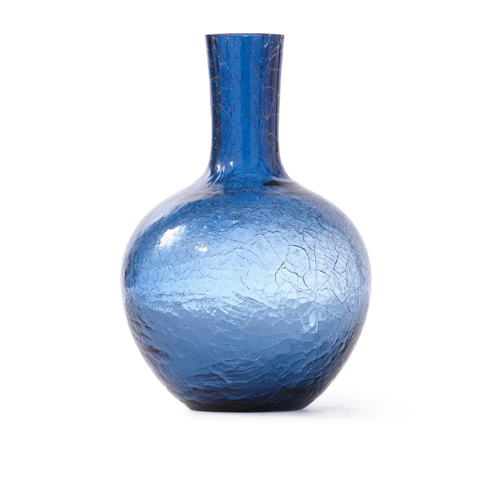 Pols Potten Crackled Ball Body Vase in Dark Blue Glass – Small – Excess Stock