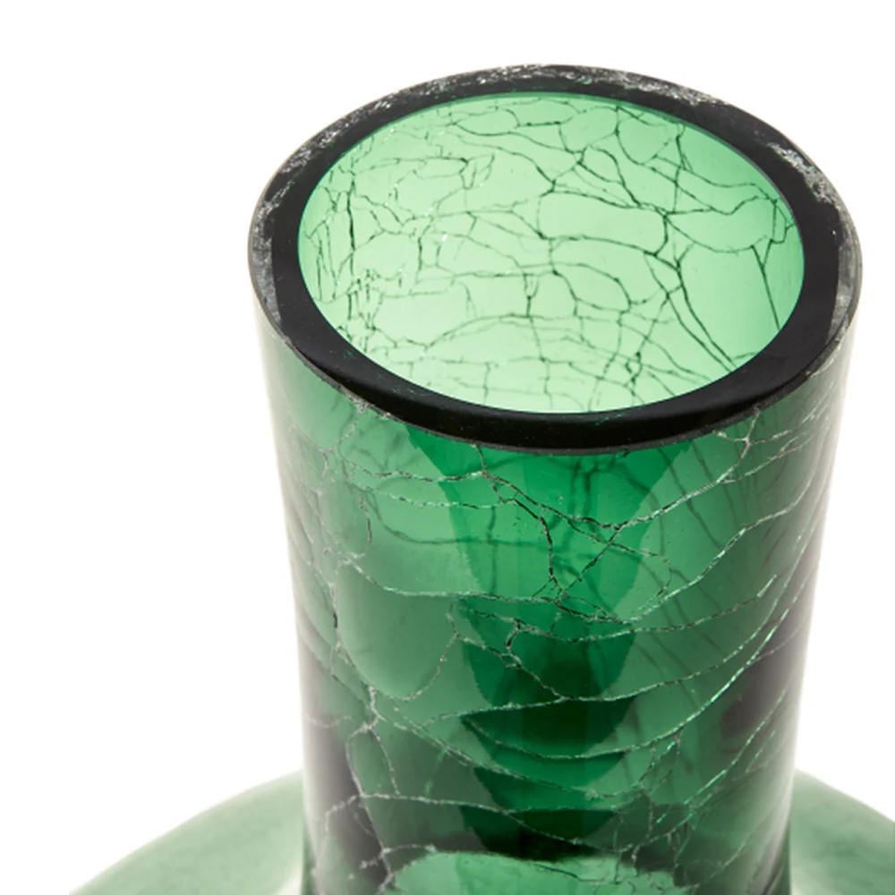 Pols Potten Crackled Ball Body Vase in Dark Green Glass – Large - Image 2