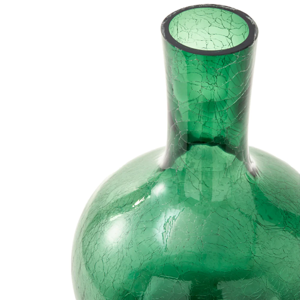 Pols Potten Crackled Ball Body Vase in Dark Green Glass – Large - Image 3