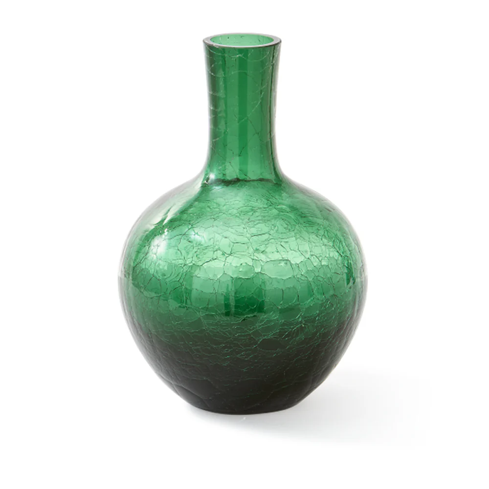 Pols Potten Crackled Ball Body Vase in Dark Green Glass – Small - Image 2