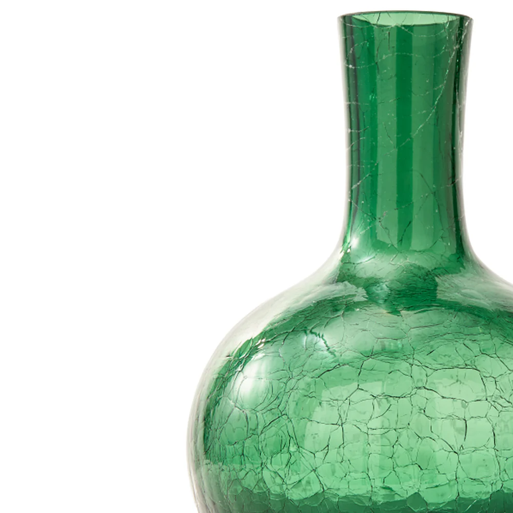 Pols Potten Crackled Ball Body Vase in Dark Green Glass – Small - Image 3