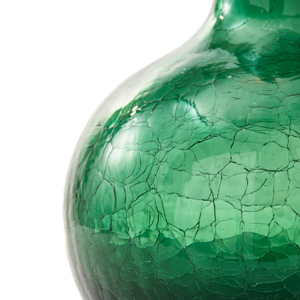 Pols Potten Crackled Ball Body Vase in Dark Green Glass – Small - Image 4