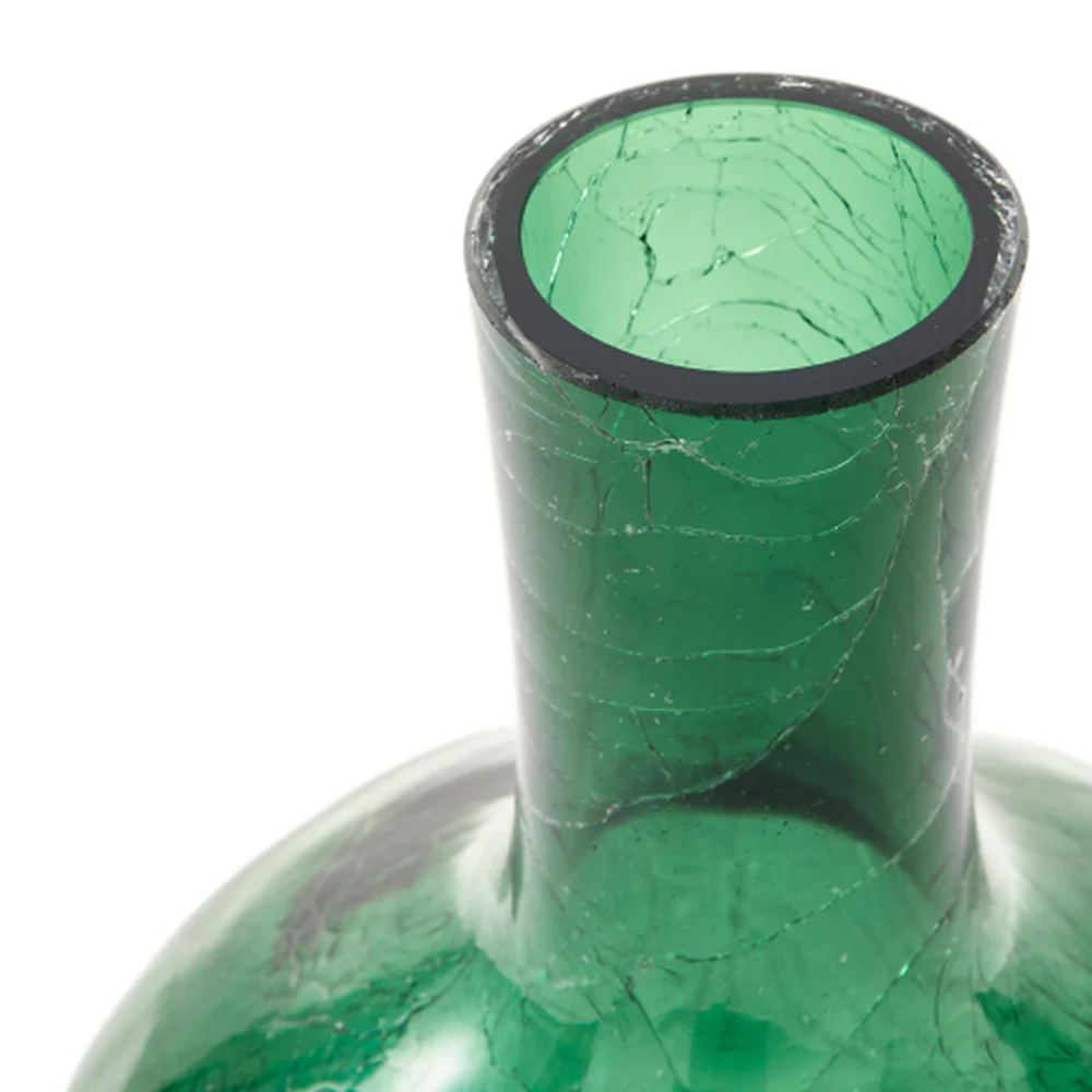 Pols Potten Crackled Ball Body Vase in Dark Green Glass – Small - Image 5
