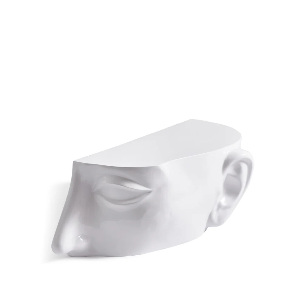 Pols Potten Head Coffee Table in White – Right Top