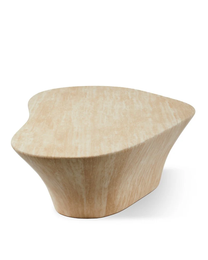 Pols Potten Oval Marble Look Coffee Table – Travertine - Large - Image 3