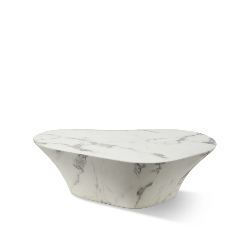 Pols Potten Oval Marble Look Coffee Table – White - Large