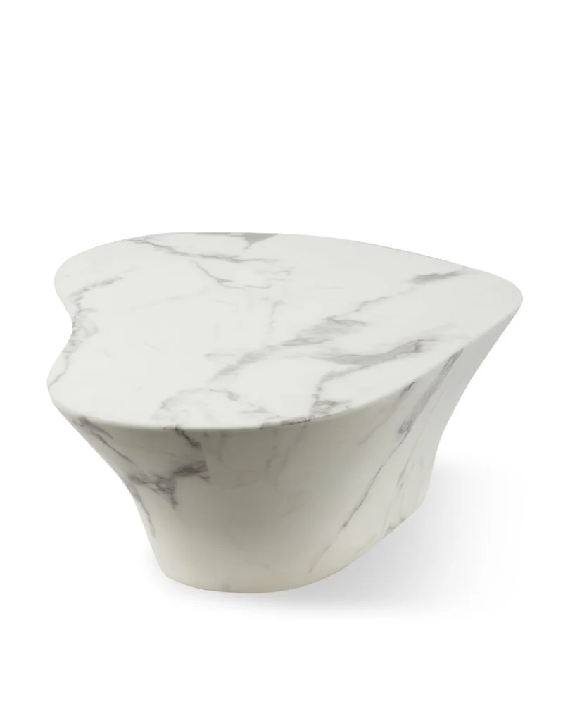 Pols Potten Oval Marble Look Coffee Table – White - Large - Image 2