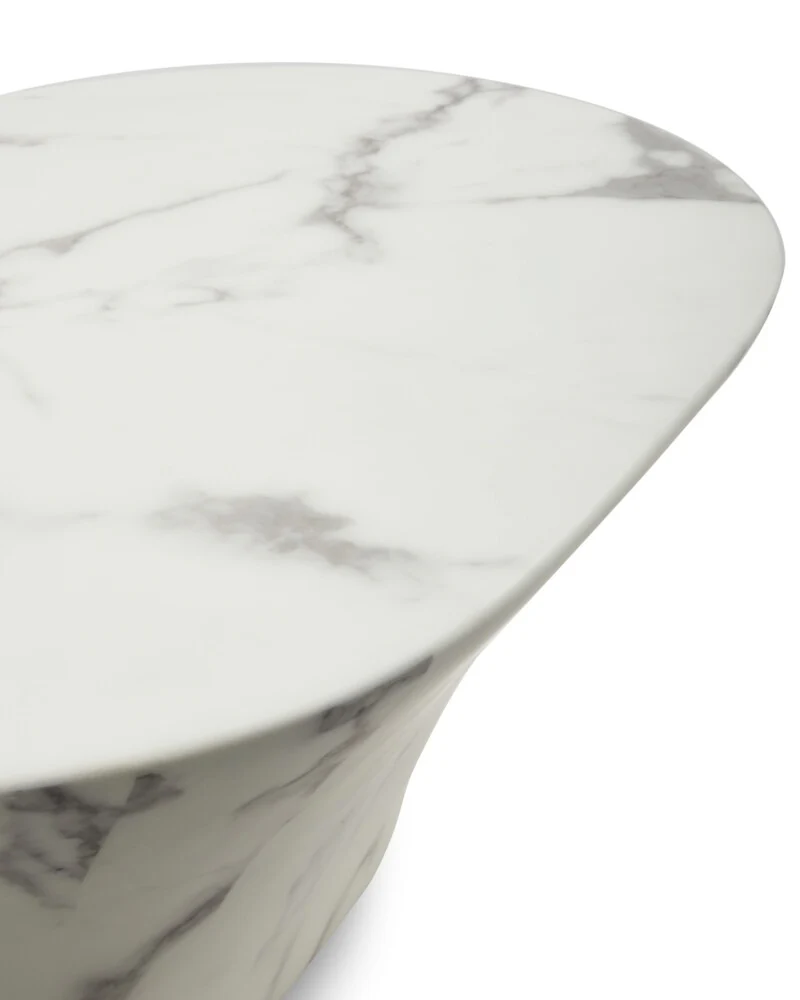 Pols Potten Oval Marble Look Coffee Table – White - Large - Image 4