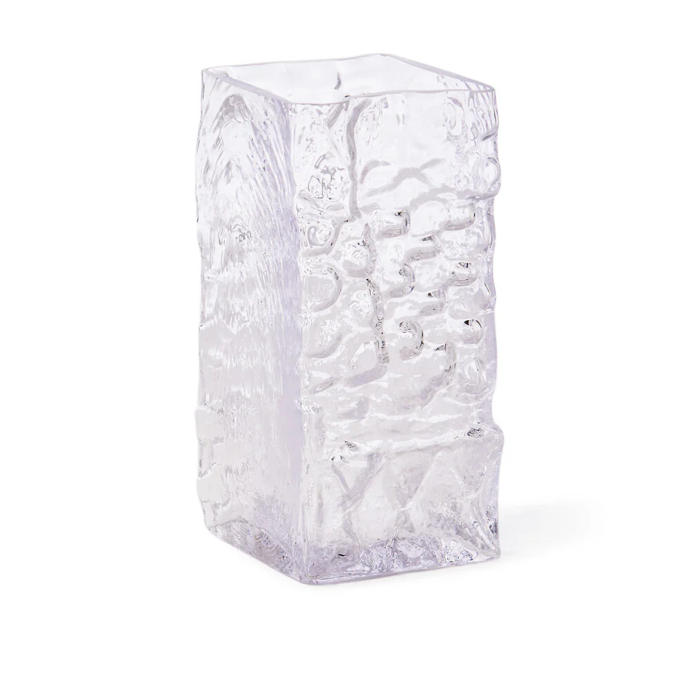 Pols Potten Square Relief Vase – Clear Glass - Image 2