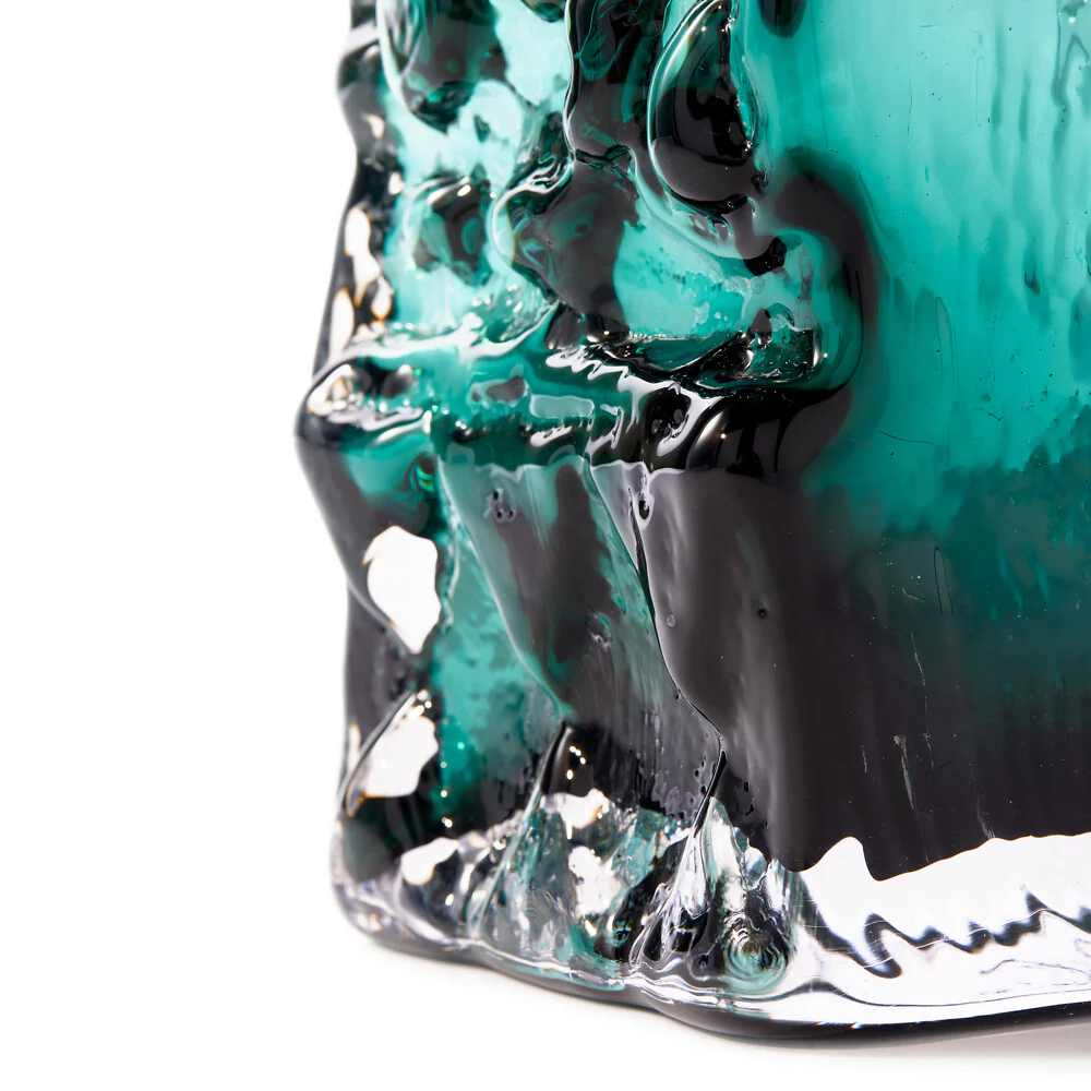 Pols Potten Square Relief Vase – Dark Green Glass - Image 3