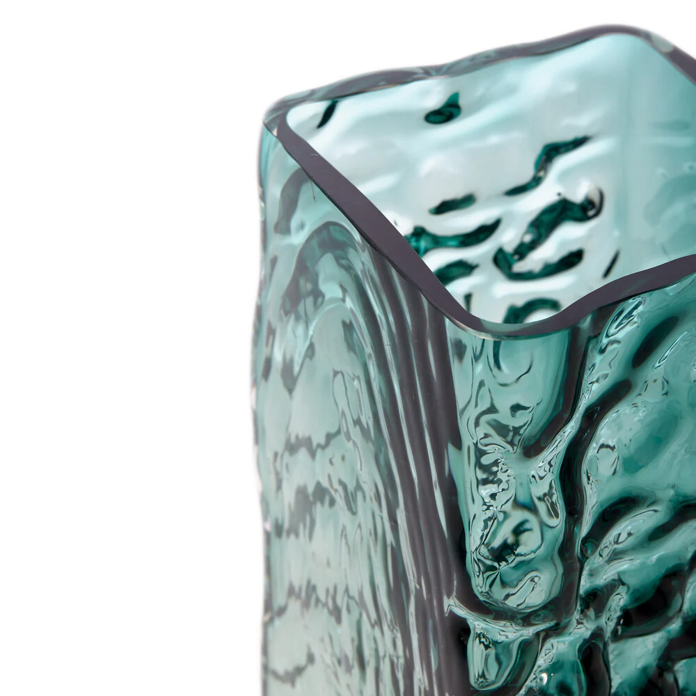 Pols Potten Square Relief Vase – Dark Green Glass - Image 5