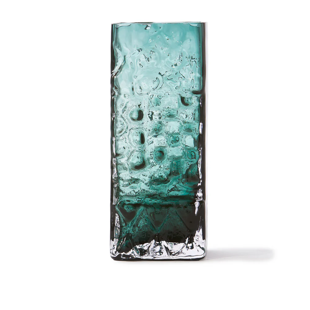 Pols Potten Square Relief Vase – Dark Green Glass - Image 6