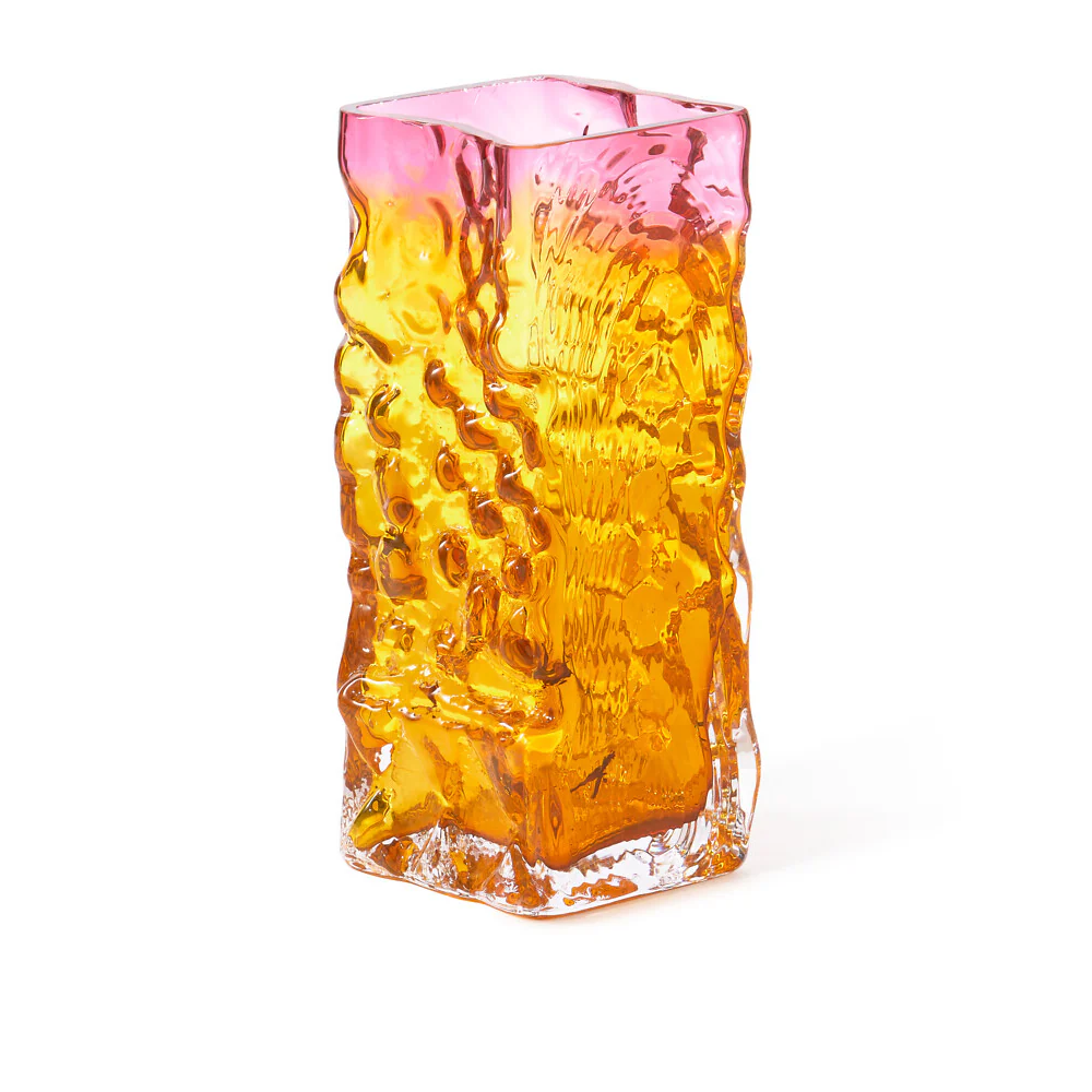 Pols Potten Square Relief Vase – Ochre Glass - Image 2