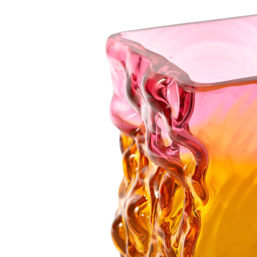 Pols Potten Square Relief Vase – Ochre Glass - Image 5