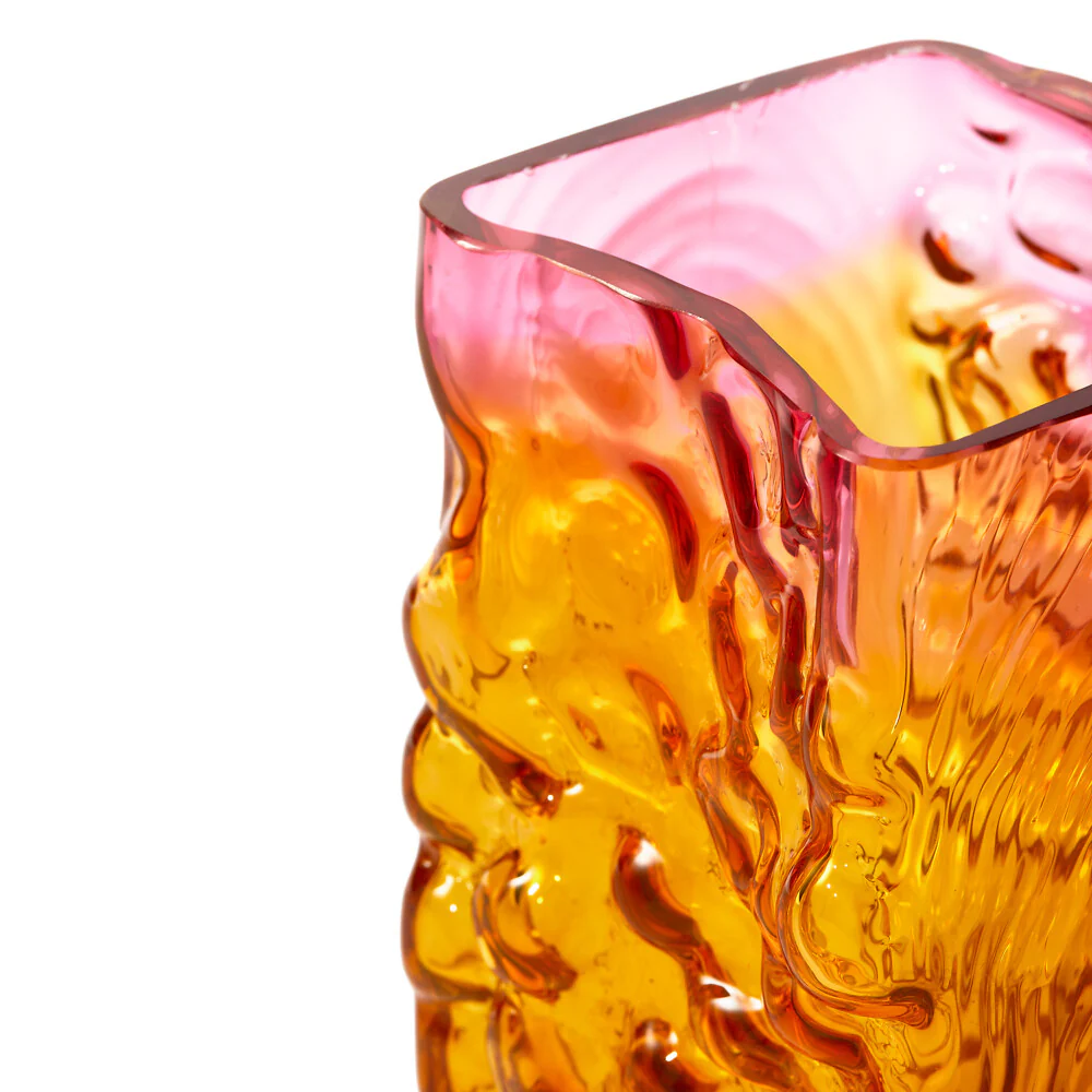 Pols Potten Square Relief Vase – Ochre Glass - Image 7