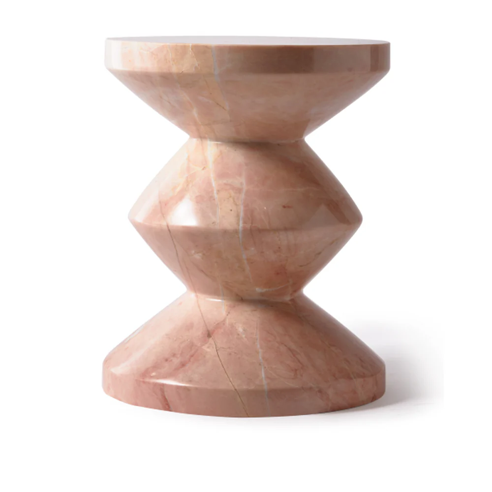 Pols Potten Zig Zag Stool – Pink Marble - Image 3