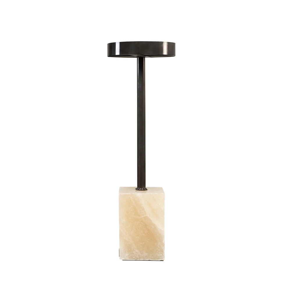 Raphael Side Table in Onyx and Dark Nickel