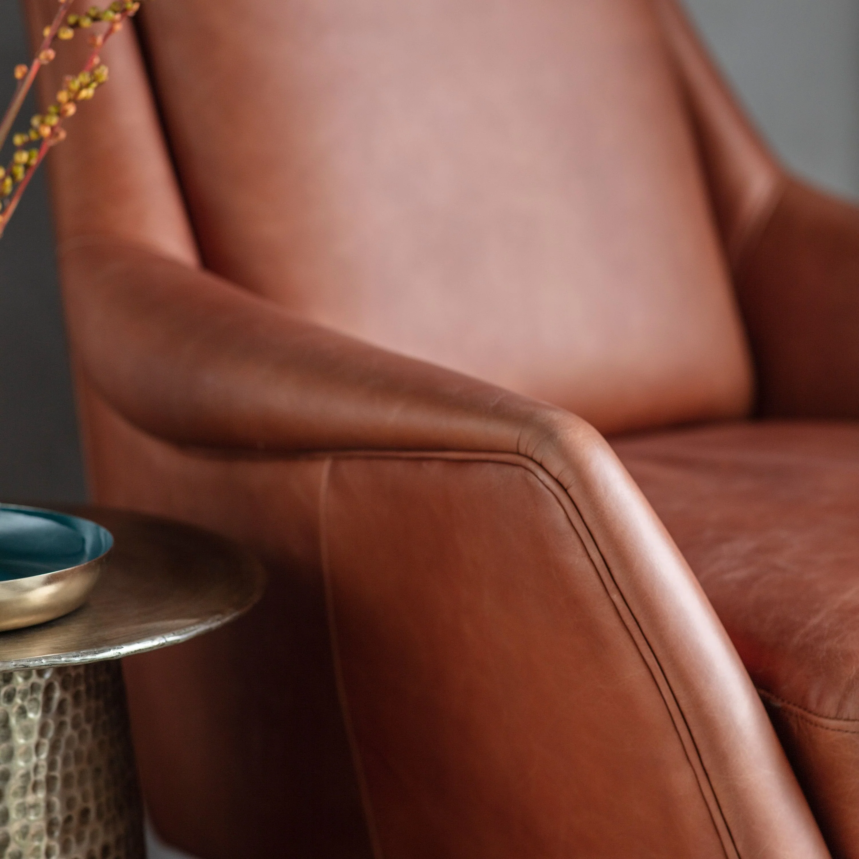 Raya Armchair – Brown Leather - Image 2