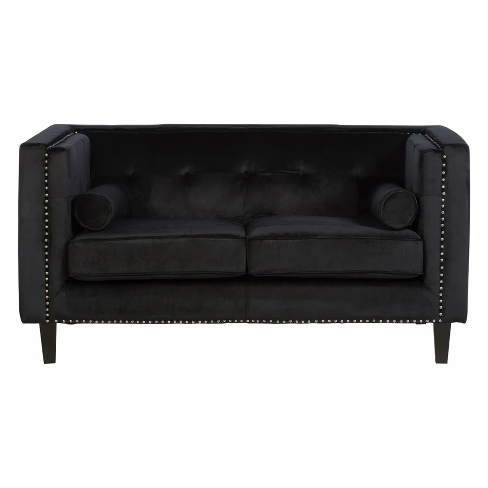 Regina 2-Seater Sofa in Black Velvet