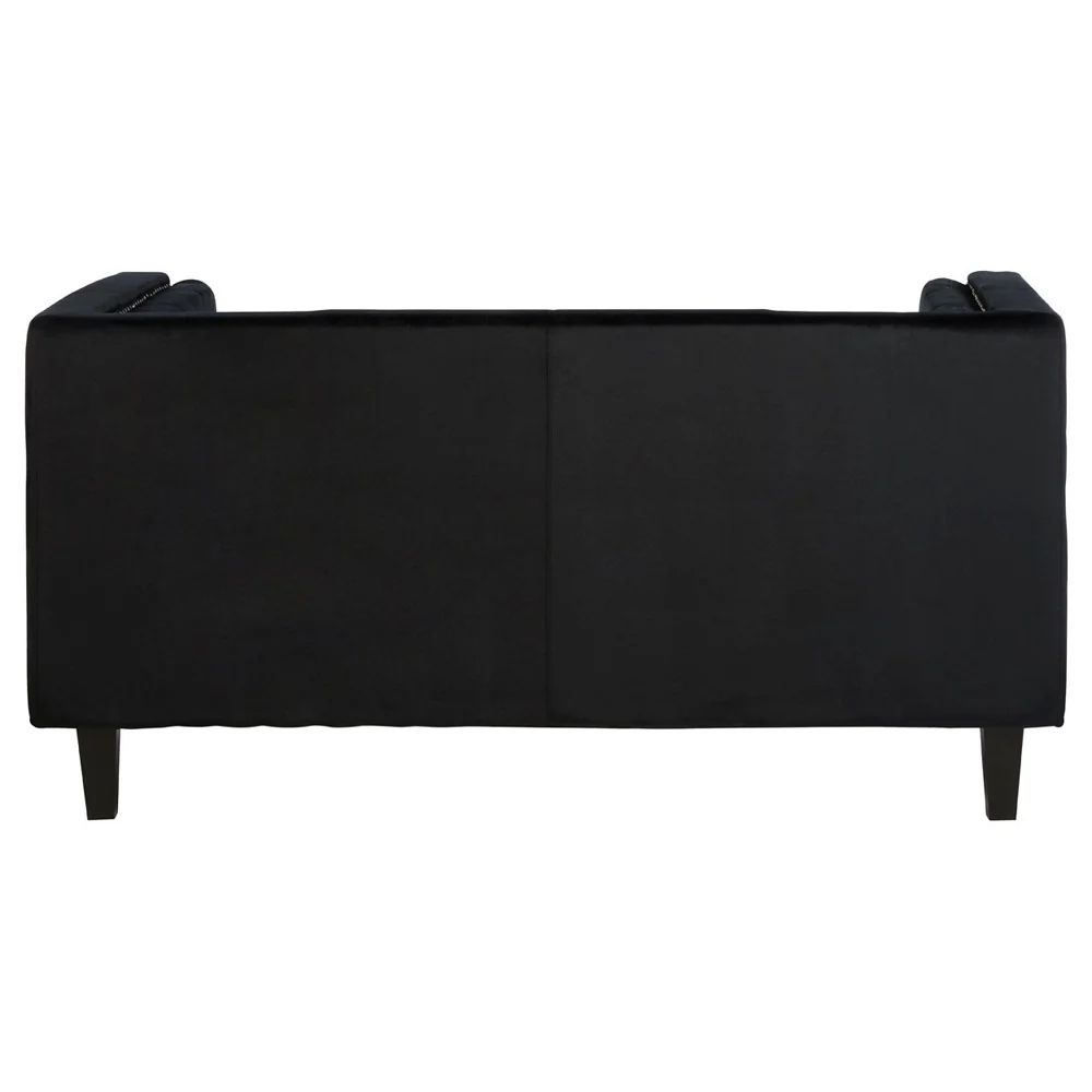 Regina 2-Seater Sofa in Black Velvet - Image 3