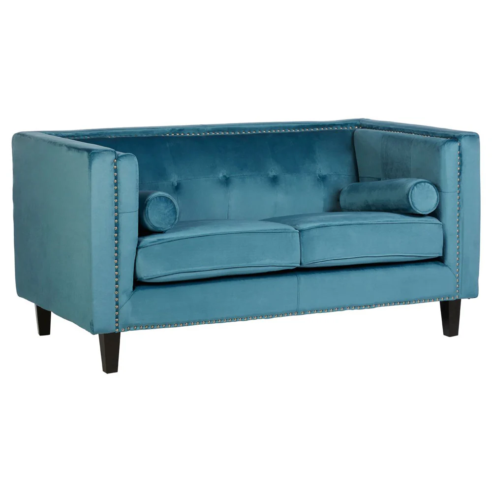 Regina 2-Seater Sofa in Blue Velvet - Image 2