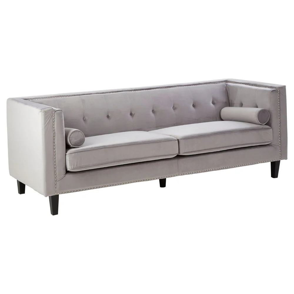 Regina 3-Seater Sofa in Grey Velvet - Image 2