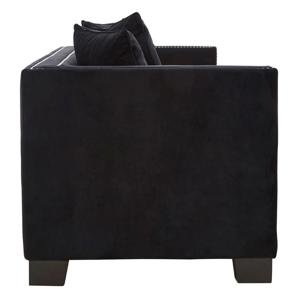 Regis 2-Seater Sofa in Black Velvet - Image 3