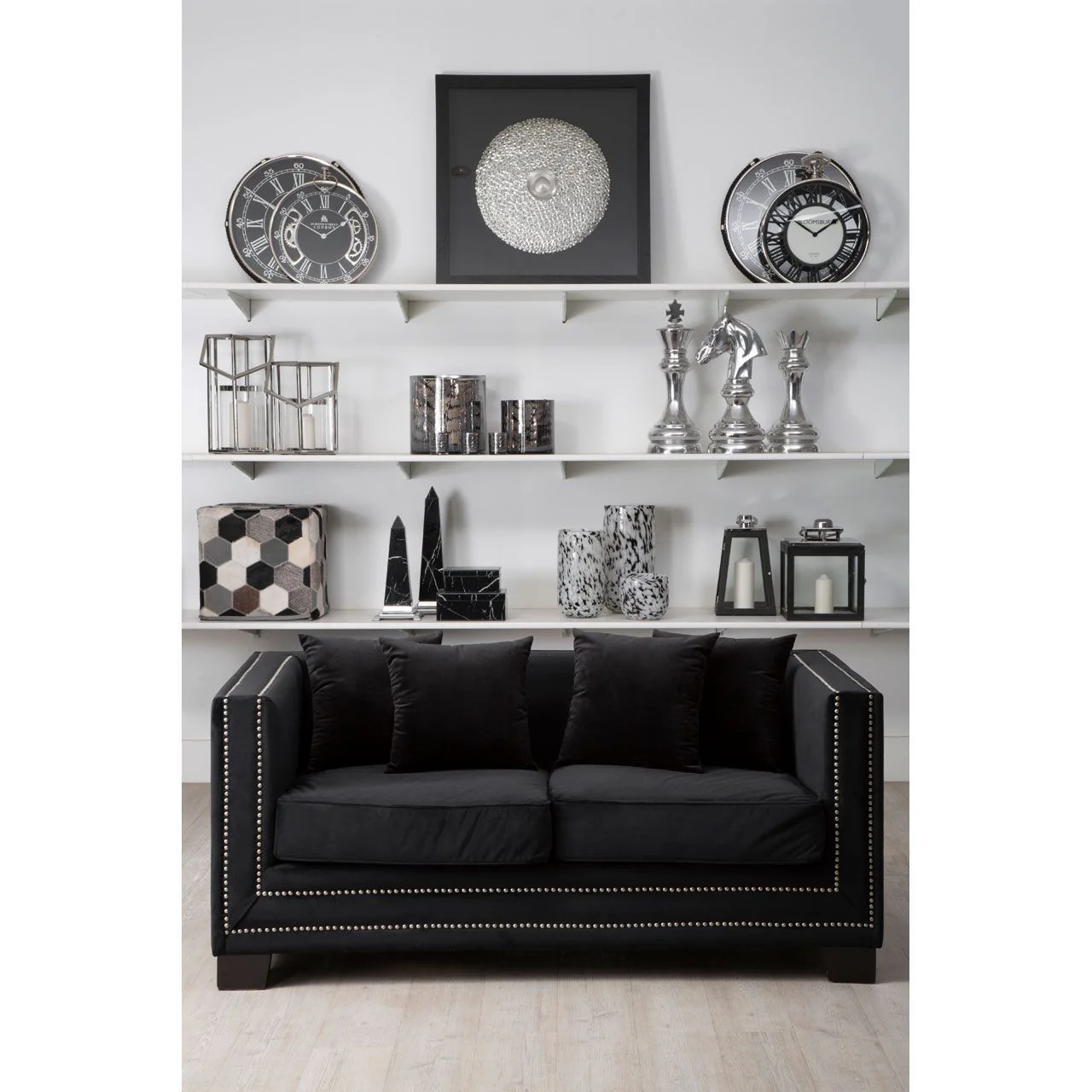 Regis 2-Seater Sofa in Black Velvet - Image 4